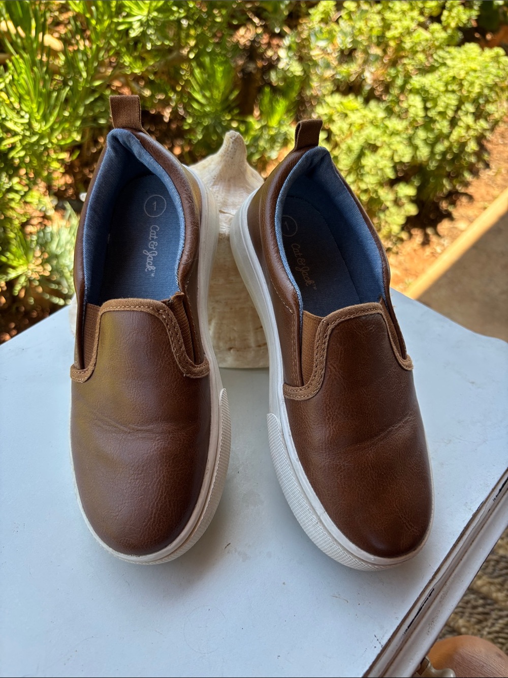 Cat & Jack Brown Slip-On Sneakers with White Soles